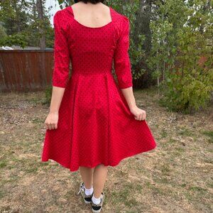 50's Red Polka Dot Swing Dress